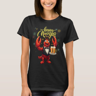 Retro Happy New Year Lobster Squad Funny New Year T-Shirt