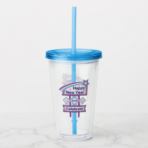 Retro Happy New Year Sign – Celebrate Marquee Acrylic Tumbler
