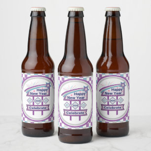 Retro Happy New Year Sign – Celebrate Marquee Beer Bottle Label
