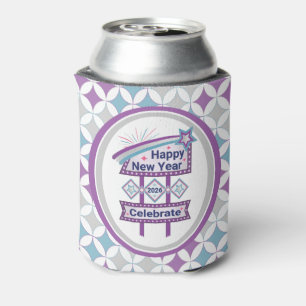 Retro Happy New Year Sign – Celebrate Marquee Can Cooler