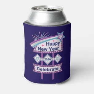 Retro Happy New Year Sign – Celebrate Marquee Can Cooler