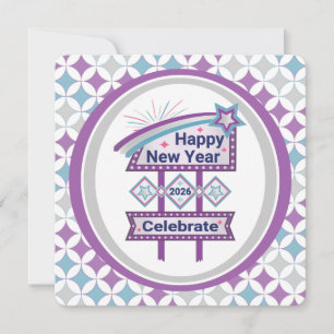Retro Happy New Year Sign – Celebrate Marquee Invitation