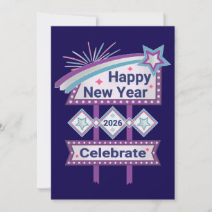 Retro Happy New Year Sign – Celebrate Marquee Invitation