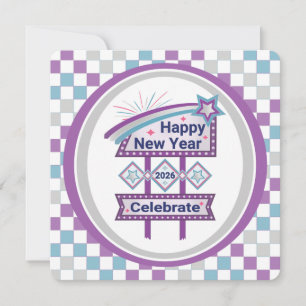 Retro Happy New Year Sign – Celebrate Marquee Invitation
