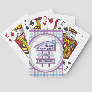 Retro Happy New Year Sign – Celebrate Marquee Playing Cards