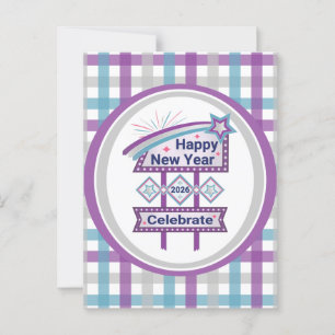 Retro Happy New Year Sign – Celebrate Marquee Postcard