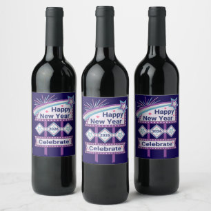 Retro Happy New Year Sign – Celebrate Marquee Wine Label