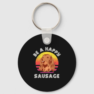 Retro Happy Sausage Dog Key Ring