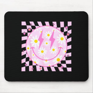 Retro Happy Smile Face Checkered Pattern Nk Daisy Mouse Pad