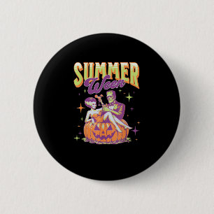 Retro Happy Summerween Funny Frankenstein Monster 6 Cm Round Badge