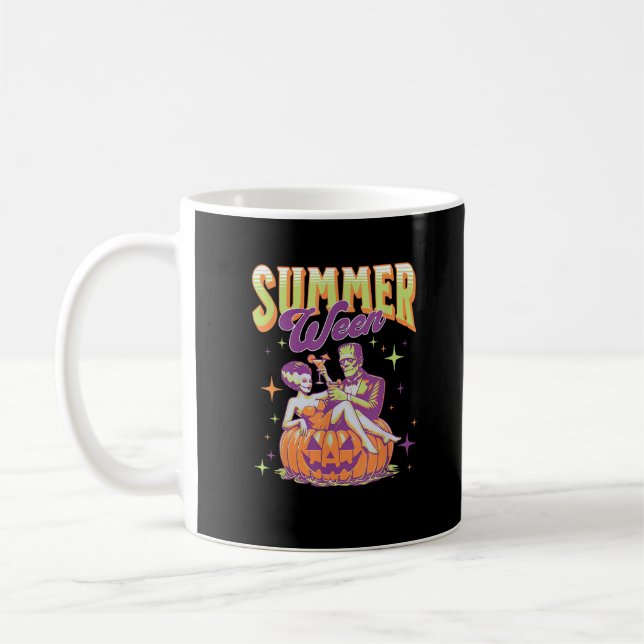Retro Happy Summerween Funny Frankenstein Monster  Coffee Mug (Left)