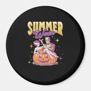 Retro Happy Summerween Funny Frankenstein Monster  Magnet