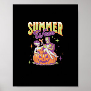 Retro Happy Summerween Funny Frankenstein Monster  Poster