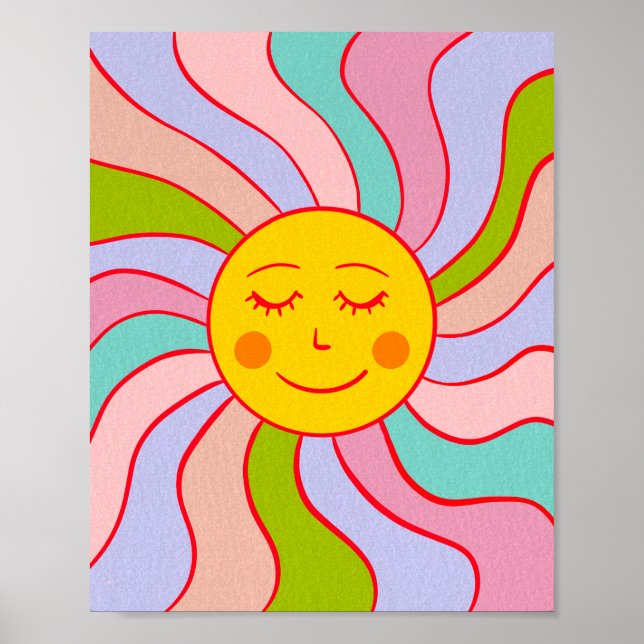 Retro happy sun poster (Front)