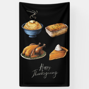 Retro Happy Thanksgiving Fall Pumpkin Pie Banner