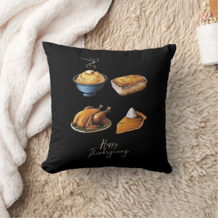 Retro Happy Thanksgiving Fall Pumpkin Pie Cushion