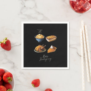 Retro Happy Thanksgiving Fall Pumpkin Pie Napkin