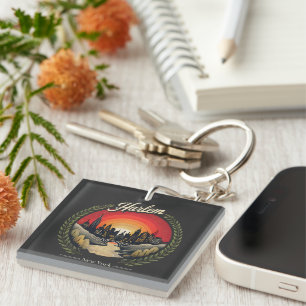 Retro Harlem Sunset: New York City Skyline Key Ring