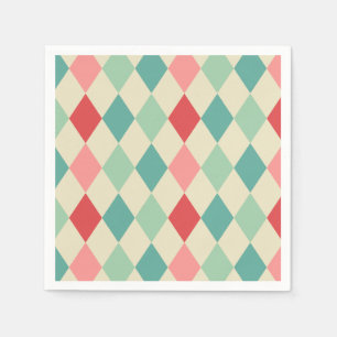 Retro Harlequin Geometric Pattern Napkin
