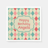 Retro Harlequin Geometric Pattern Personalised