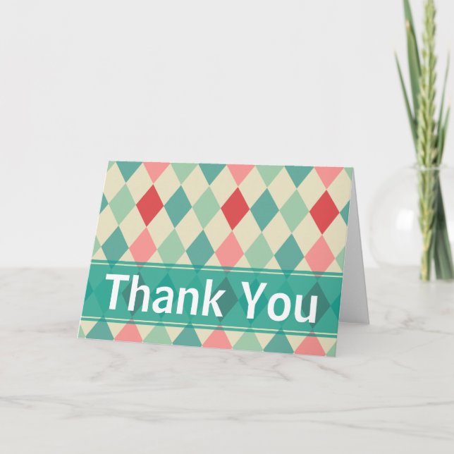 Retro Harlequin Geometric Thank You (Front)