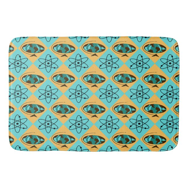 Retro Harlequin Globe Trotter Bath Mat (Front)