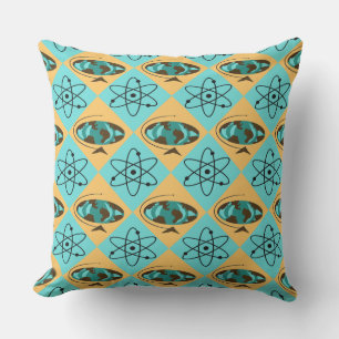 Retro Harlequin Globe Trotter Outdoor Pillow