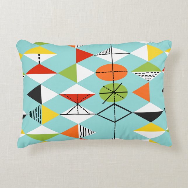 Retro Harlequin Pattern Accent Pillow (Front)