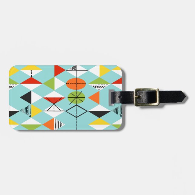 Retro Harlequin Pattern Luggage Tag (Front Horizontal)