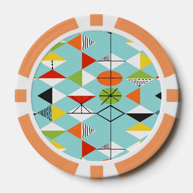 Retro Harlequin Pattern Poker Chips (Front)