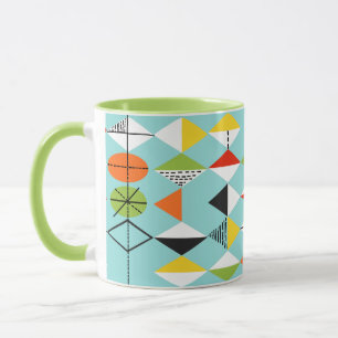 Retro Harlequin Pattern Ringer Mug