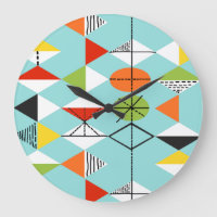 Retro Harlequin Pattern Round Clock