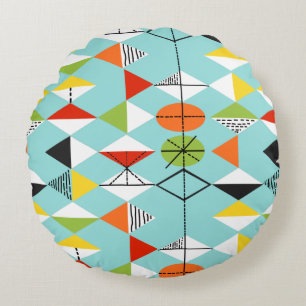 Retro Harlequin Pattern Round Pillow