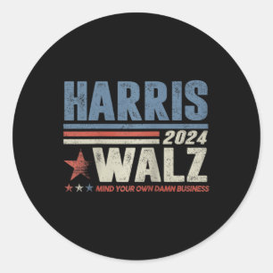 Retro Harris W Waltz 2024 Mind Your Own Business R Classic Round Sticker