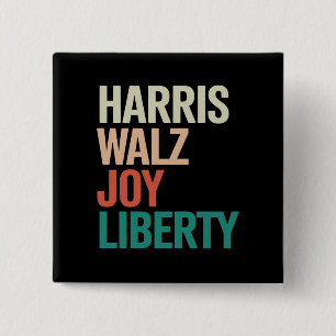 Retro Harris Waltz 2024 Harris Walz Joy Liberty 15 Cm Square Badge