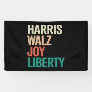 Retro Harris Waltz 2024 Harris Walz Joy Liberty Banner