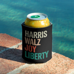 Retro Harris Waltz 2024 Harris Walz Joy Liberty Can Cooler