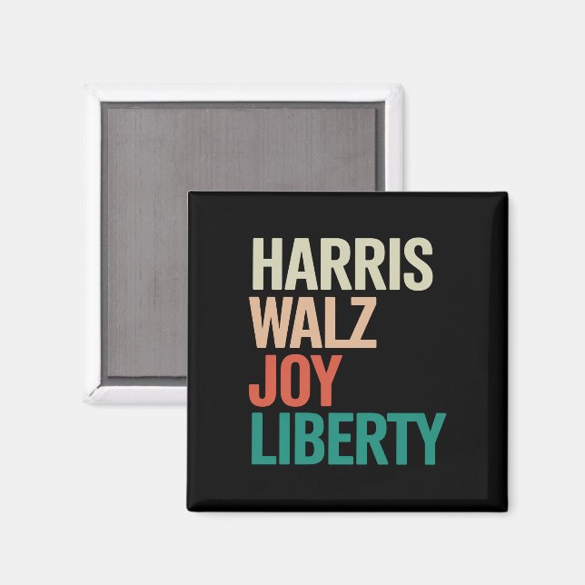 Retro Harris Waltz 2024 Harris Walz Joy Liberty Magnet (Front/Back)