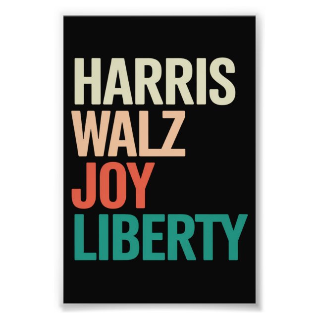 Retro Harris Waltz 2024 Harris Walz Joy Liberty Photo Print (Front)