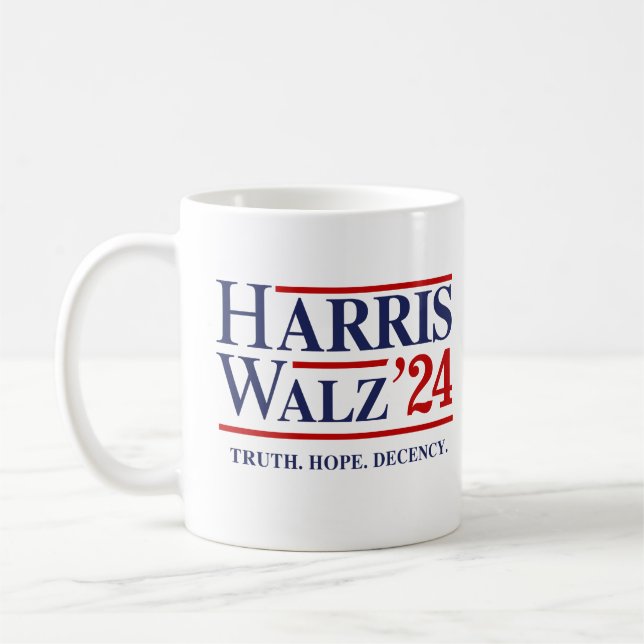 Retro Harris Walz '24 - Truth Hope Decency Coffee Mug (Left)