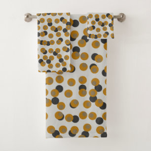 Retro Harvest Gold Mid-Century Dots Bath Towel Set