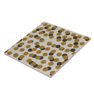 Retro Harvest Gold  Mid-Century Dots   Ceramic Tile