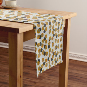 Retro Harvest Gold Mid-Century Dots Short Table Runner
