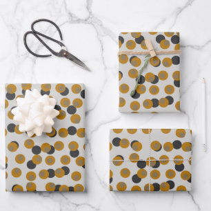 Retro Harvest Gold Mid-Century Dots Wrapping Paper Sheet