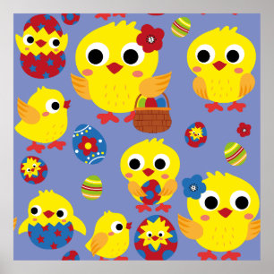 Retro Hatch Easter Eggs Poster