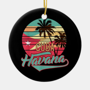 Retro Havana Cuba Tee Vintage Ceramic Ornament