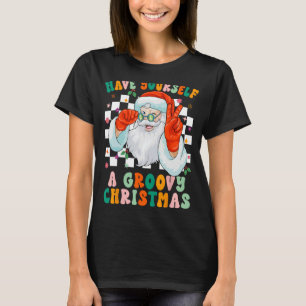 Retro Have Yourself A Groovy Christmas Cute Santa T-Shirt