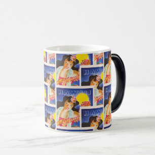 Retro Hawaii Flower Girl Art Magic Mug