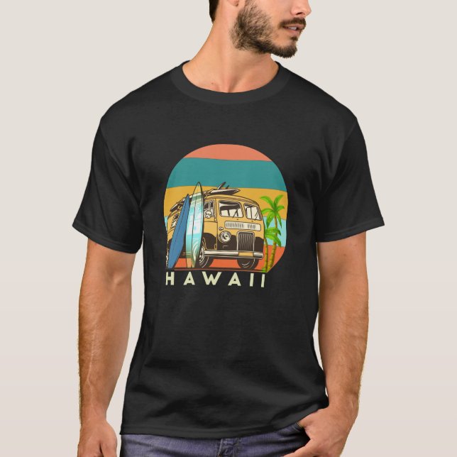 Retro Hawaii Hippie Van Beach Surfer T-shirt (Front)