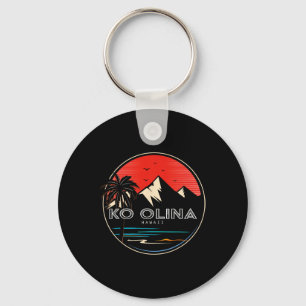 Retro Hawaii Ko Olina Wave Surfing Key Ring